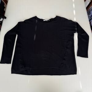 Trina Turk Women's Black Crew Neck Sweater Boxy Fit 100% Cotton Size Large